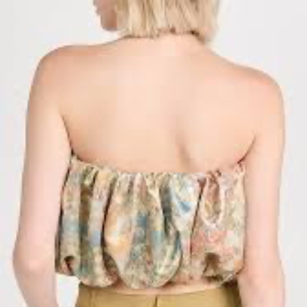 Kimchi Blue BOHO Floral Puffy Tube Top Size Large